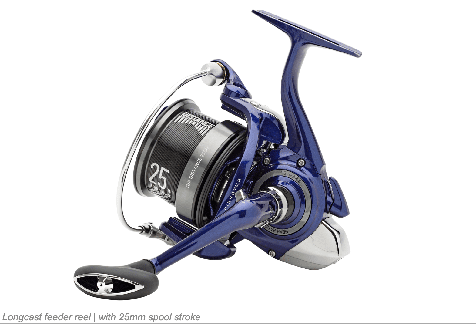 Daiwa 23 TDR Distance 25 QD ritė iš kampo su 25 mm eiga